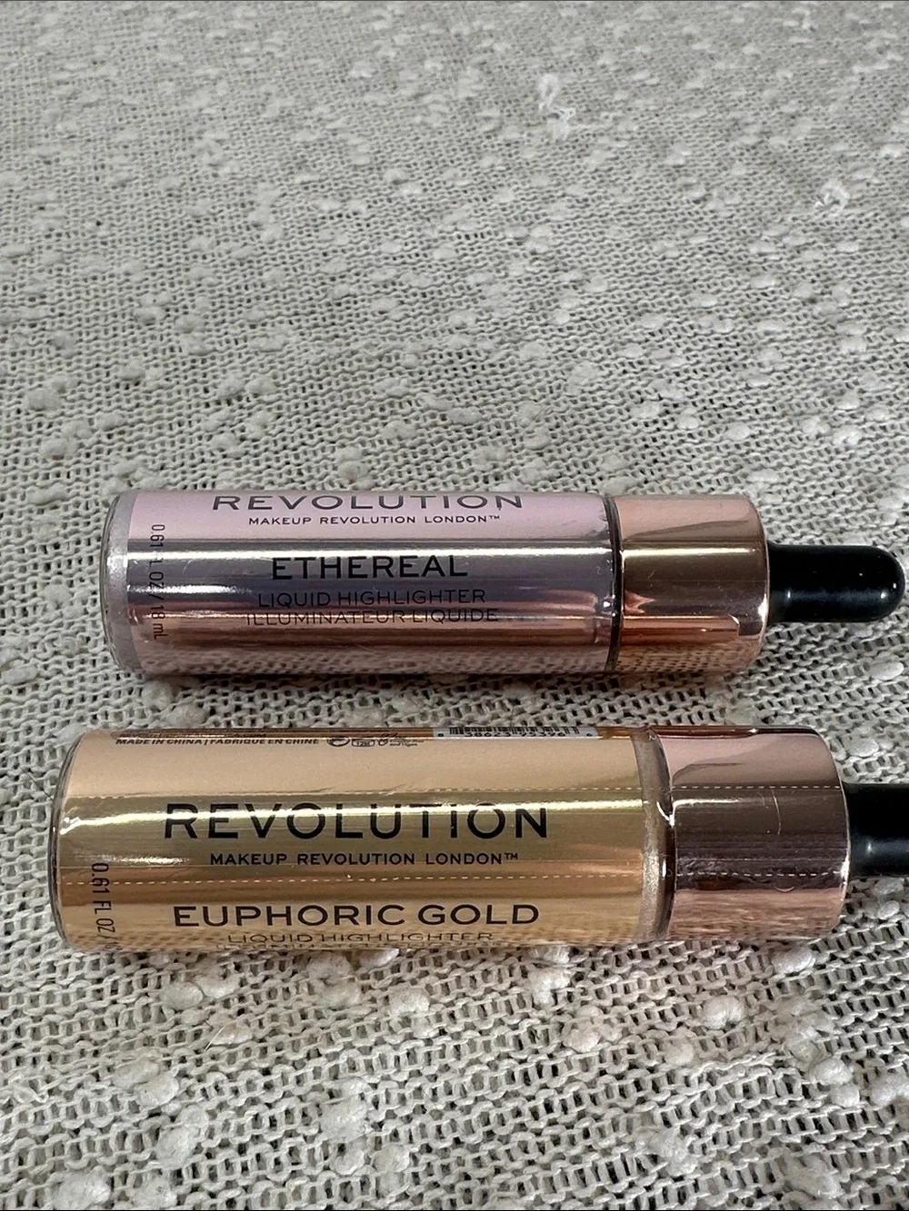 Makeup Revolution Liquid Highlighter LOT Ethereal Euphoric Gold MermaidScales